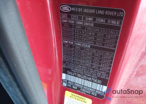 2014 Land Rover Range Rover Evoque Dynamic from USA, damaged, VIN SALVT1BG2EH875630